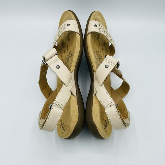 Naturalizer Shoes Womens Size 8.5N Leather Beige Eliora N5 Comfort Sandals Weave - Picture 11 of 11